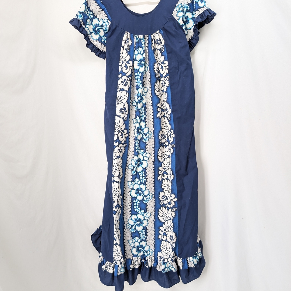Floral Blue and White Hawaiian Dress